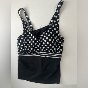 Lands' End Black Swimsuit Top with polka dots